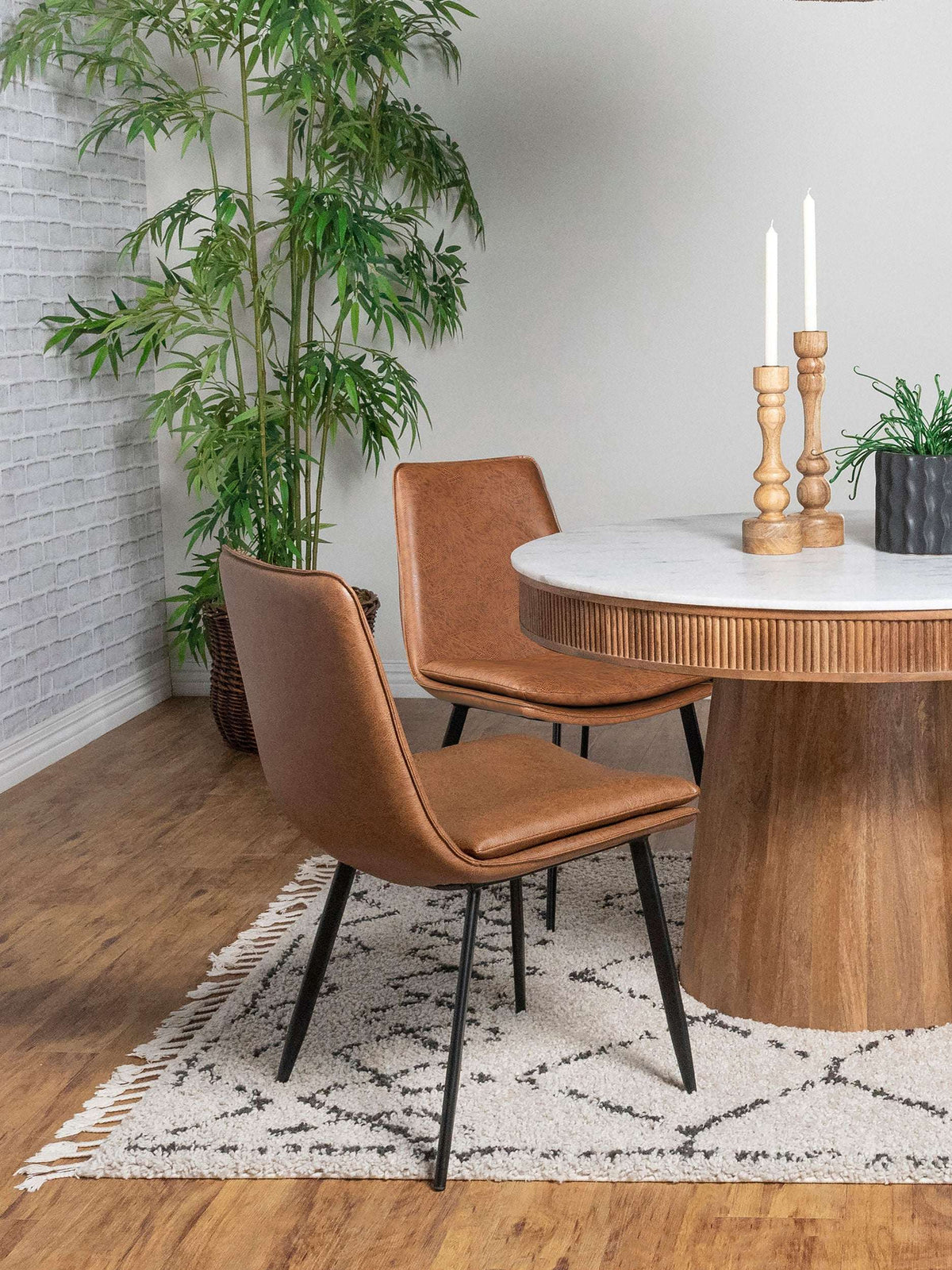 Ortega Padded Seat Solid Back Dining Side Chair Coffee and Black (Set of 2) Half Price Furniture