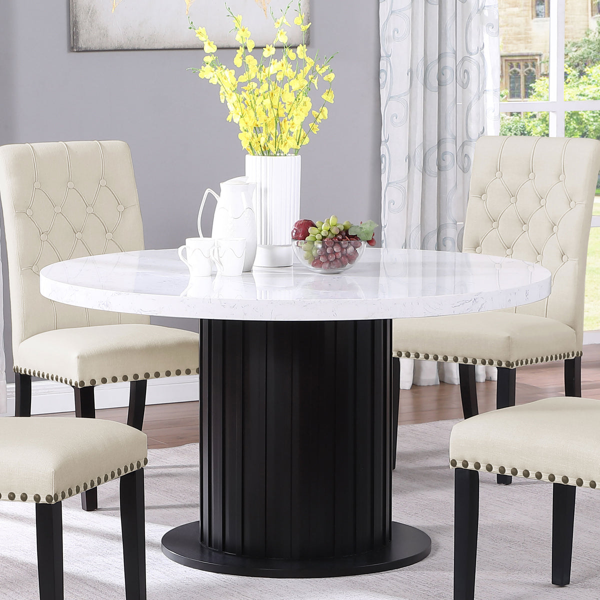 Sherry Round Dining Table Rustic Espresso and White Half Price Furniture