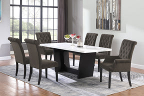 Sherry Rectangular Marble Top Dining Set Half Price Furniture