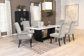 Sherry Rectangular Marble Top Dining Set Half Price Furniture