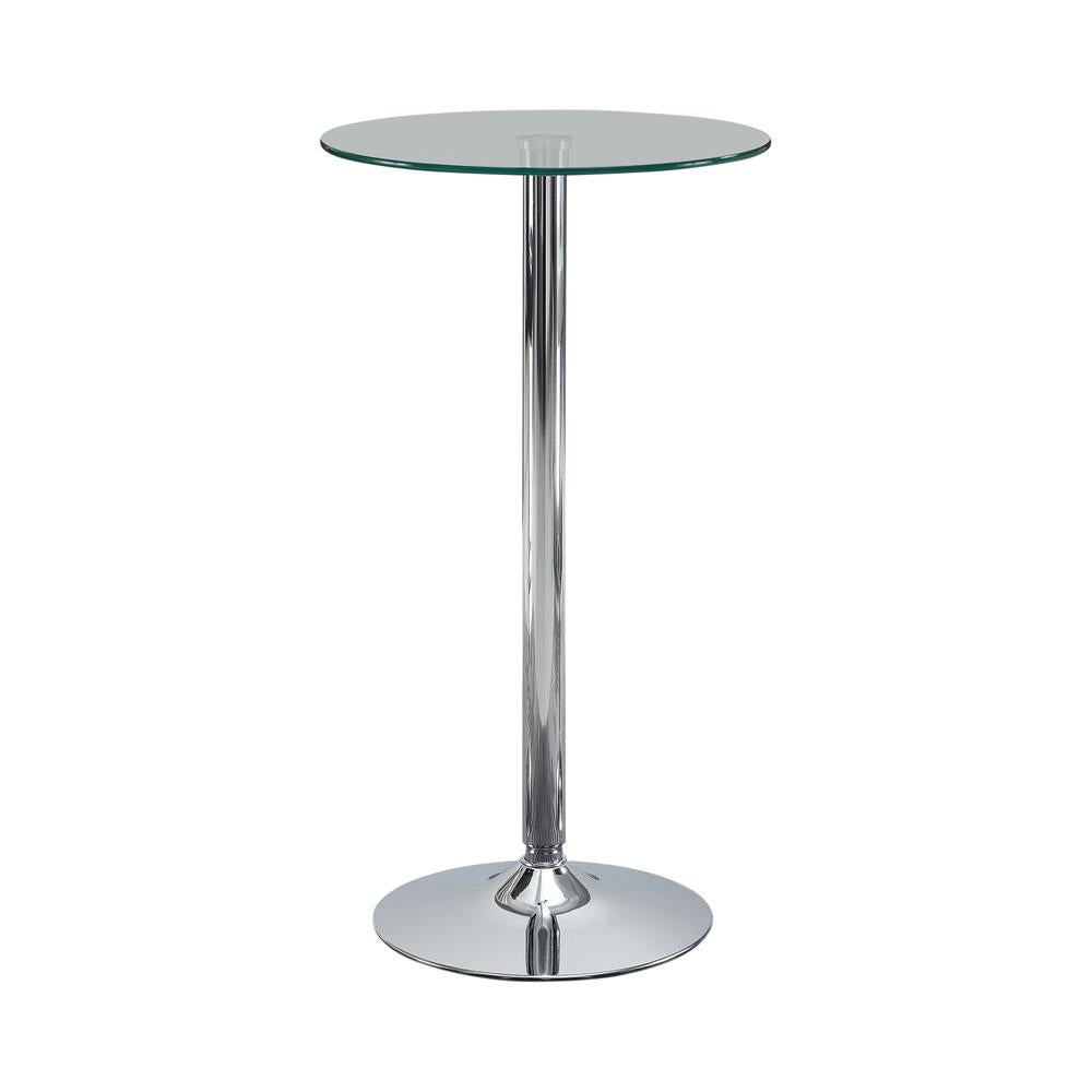 Abiline Glass Top Round Bar Table Chrome  Half Price Furniture