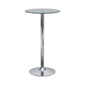 Abiline Glass Top Round Bar Table Chrome Half Price Furniture