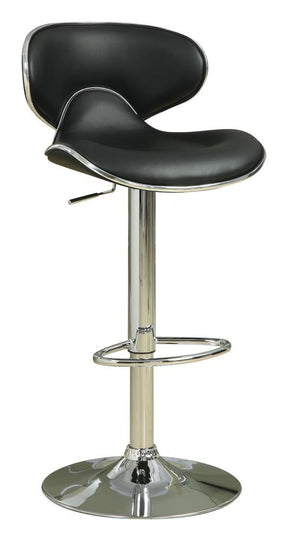 Edenton Upholstered Adjustable Height Bar Stools Black and Chrome (Set of 2)  Half Price Furniture