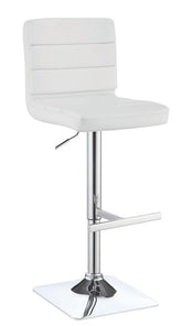 Bianca Upholstered Adjustable Bar Stools White and Chrome (Set of 2) Half Price Furniture