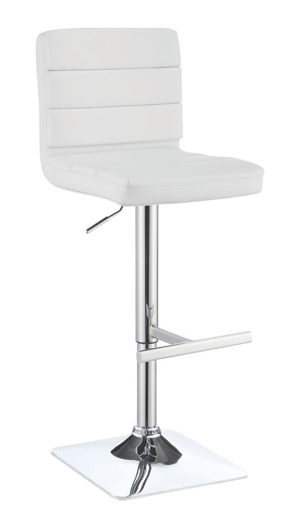 Bianca Upholstered Adjustable Bar Stools White and Chrome (Set of 2)  Half Price Furniture