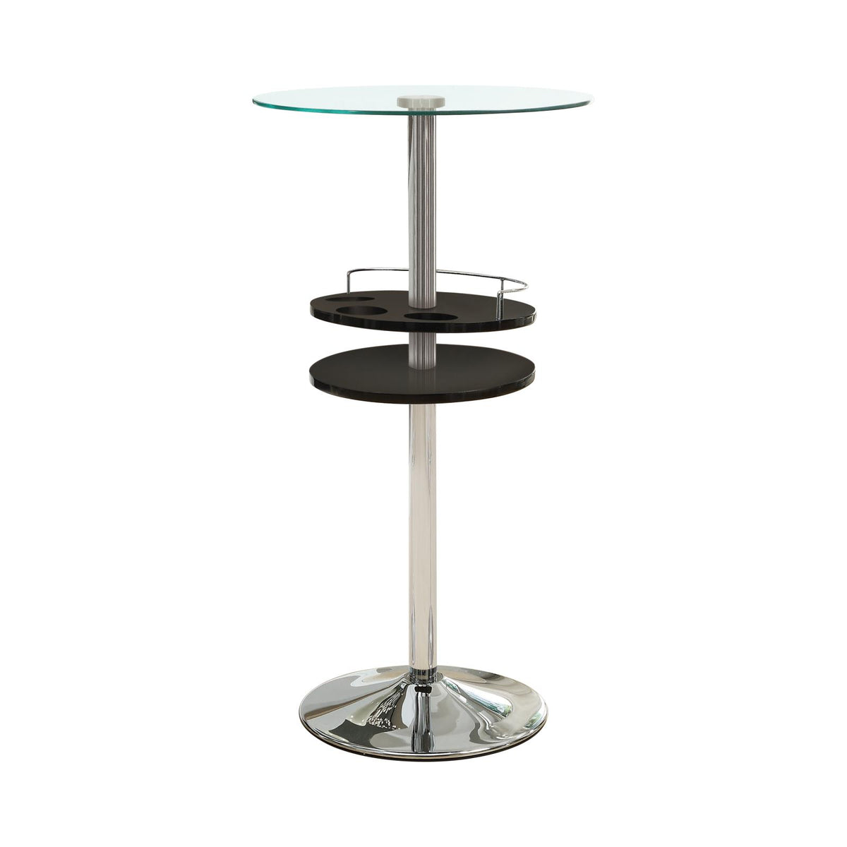 Gianella Glass Top Bar Table with Wine Storage Black and Chrome  Half Price Furniture