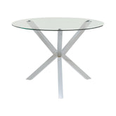 Vance Glass Top Dining Table with X-cross Base Chrome  Half Price Furniture