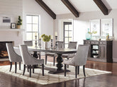 Phelps 7-Piece Rectangular Trestle Dining Set Antique Noir and Grey Half Price Furniture