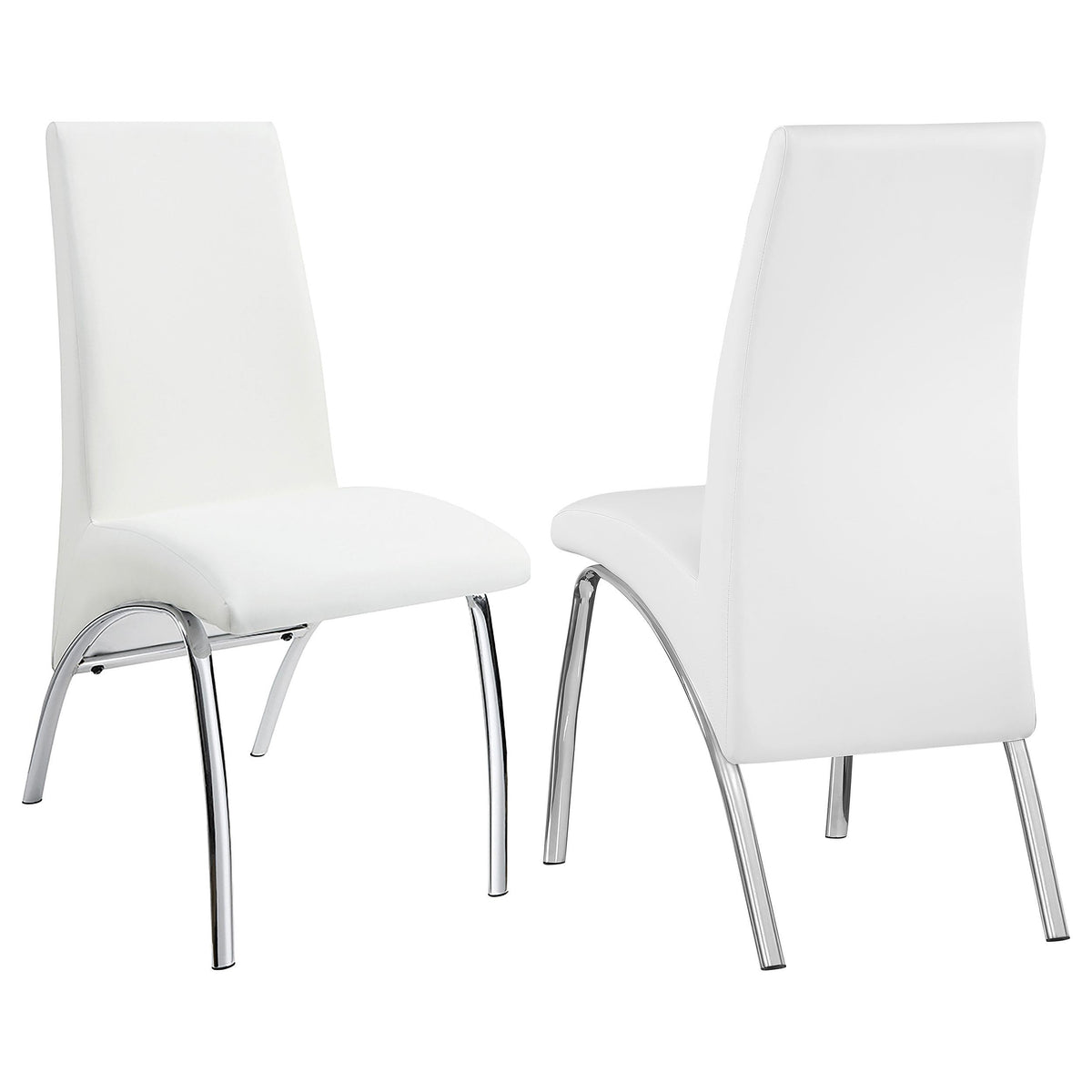 Bishop Upholstered Side Chairs White and Chrome (Set of 2)  Half Price Furniture