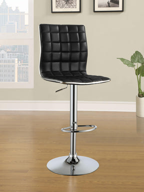 Ashbury Upholstered Adjustable Bar Stools Black and Chrome (Set of 2)  Half Price Furniture