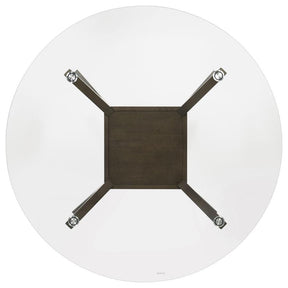 Paxton 5-Piece Round Glass Top Dining Set with Beige Parsons Chairs