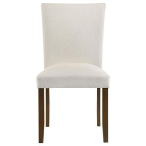Paxton 5-Piece Round Glass Top Dining Set with Beige Parsons Chairs
