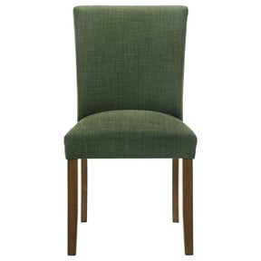 Paxton 5-Piece Round Glass Top Dining Set with Green Parsons Chairs