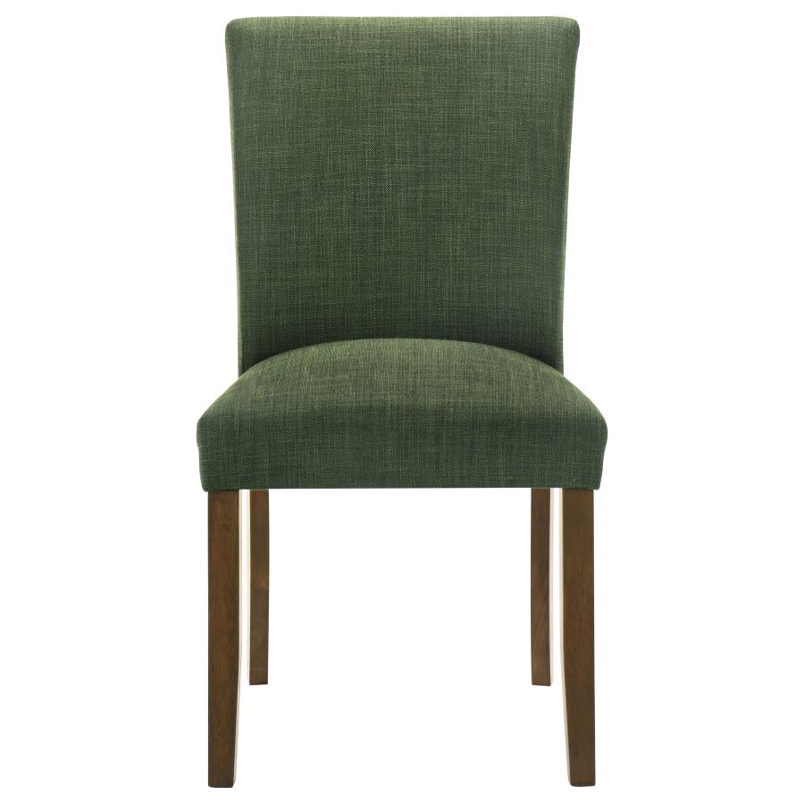 Paxton 5-Piece Round Glass Top Dining Set with Green Parsons Chairs