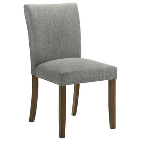 Paxton 5-Piece Round Glass Top Dining Set with Grey Parsons Chairs