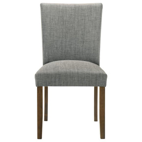Paxton 5-Piece Round Glass Top Dining Set with Grey Parsons Chairs