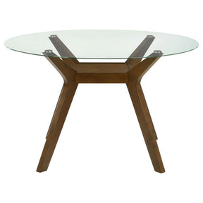 Paxton 5-Piece Round Glass Top Dining Set with Teal Blue Parsons Chairs