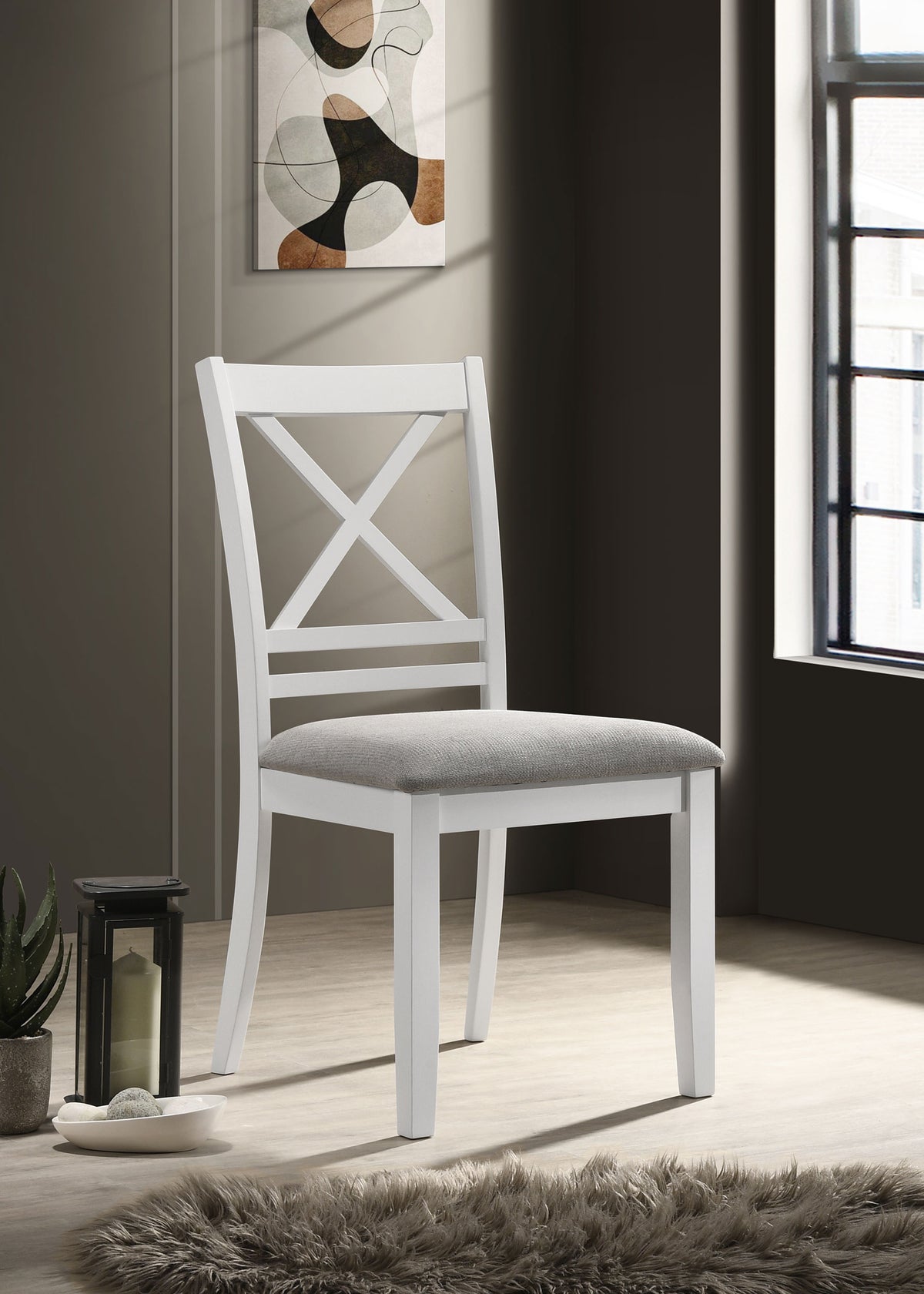 Hollis Cross Back Wood Dining Side Chair White  Half Price Furniture