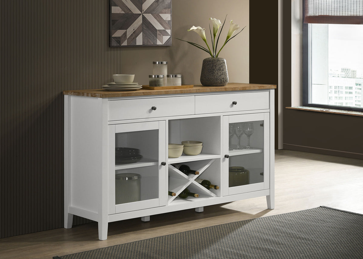 Hollis 2-door Dining Sideboard with Drawers Brown and White  Las Vegas Furniture Stores