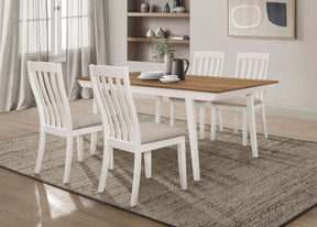 Anwar Rectangular Dining Table Set Natural Acacia and Off White Anwar Rectangular Dining Table Set Natural Acacia and Off White Half Price Furniture