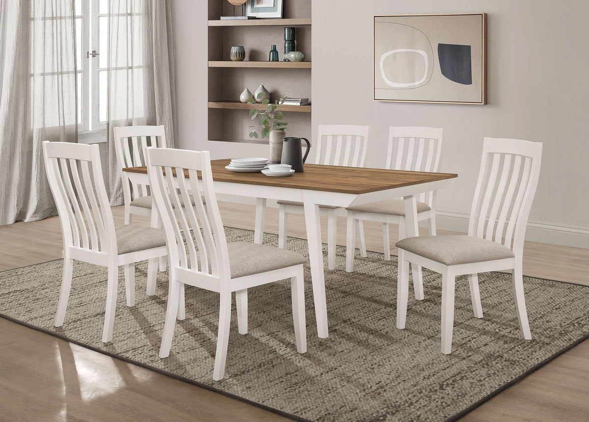 Anwar Rectangular Dining Table Set Natural Acacia and Off White - Half Price Furniture