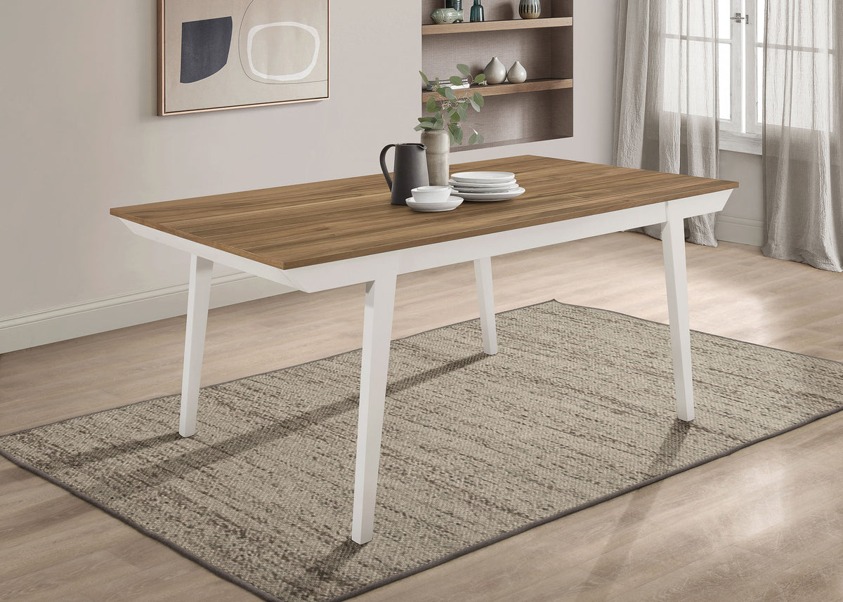 Anwar Rectangular Wood Dining Table Natural Acacia and Off White  Half Price Furniture