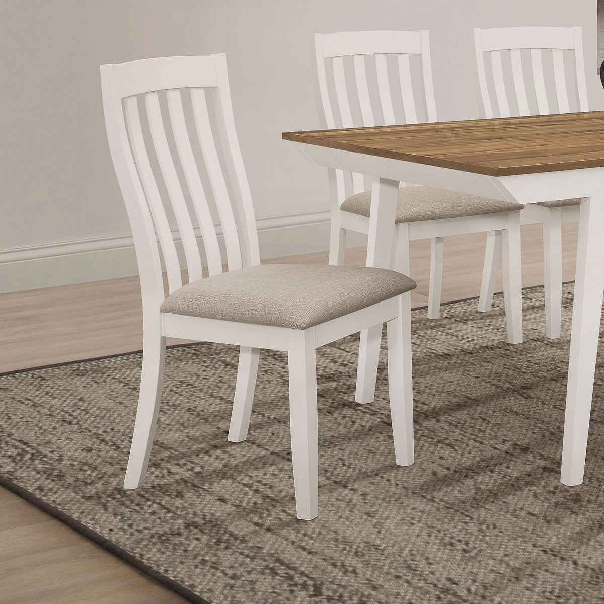 Anwar Vertical Slat Back Dining Side Chair Off White  Half Price Furniture