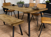 Maverick Rectangular Tapered Legs Dining Table Natural Mango and Black Half Price Furniture