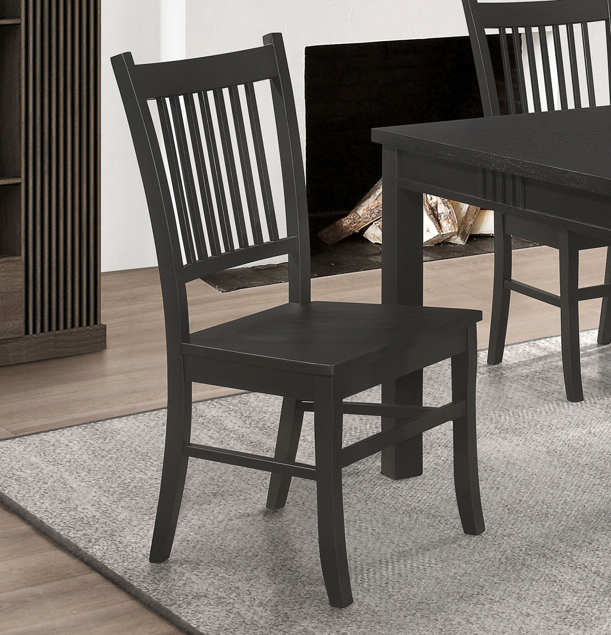 Marbrisa Slat Back Dining Side Chair Matte Black (Set of 2)  Half Price Furniture
