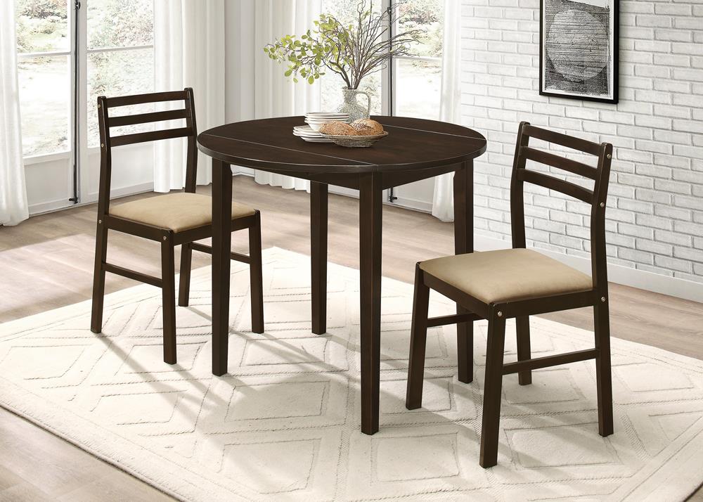 Bucknell 3-piece Dining Set with Drop Leaf Cappuccino and Tan  Half Price Furniture
