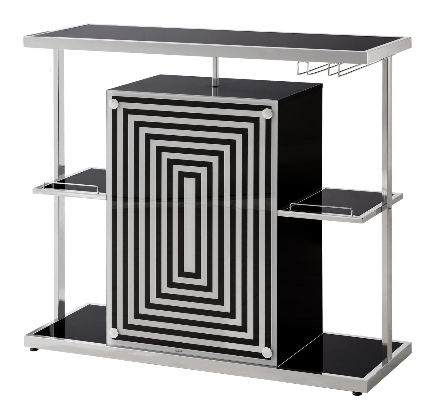 Zinnia 2-tier Bar Unit Glossy Black and White Half Price Furniture