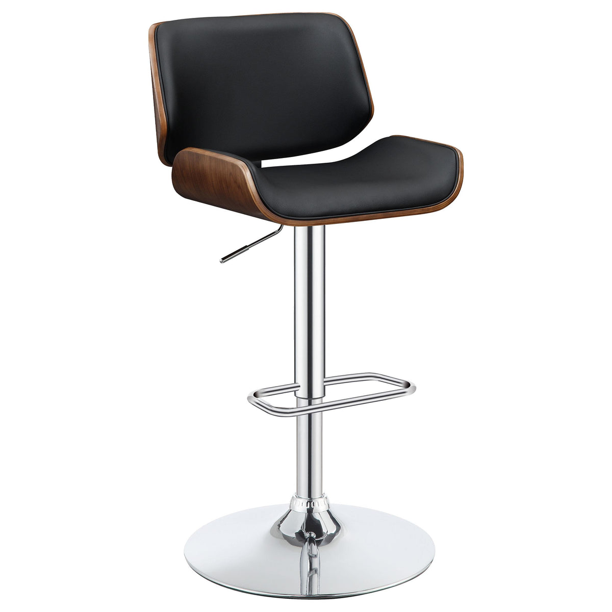 Folsom Upholstered Adjustable Bar Stool Black and Chrome  Half Price Furniture