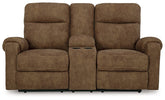 Edenwold Reclining Loveseat with Console Half Price Furniture