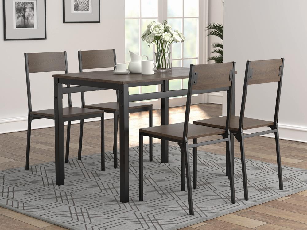 Lana 5-piece Rectangular Dining Table Set Dark Brown and Matte Black  Half Price Furniture
