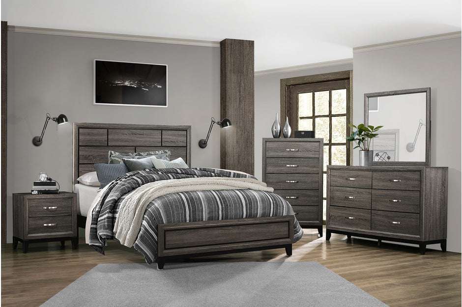 4 Piece Bedroom Set in Grey Finish - Half Price Furniture