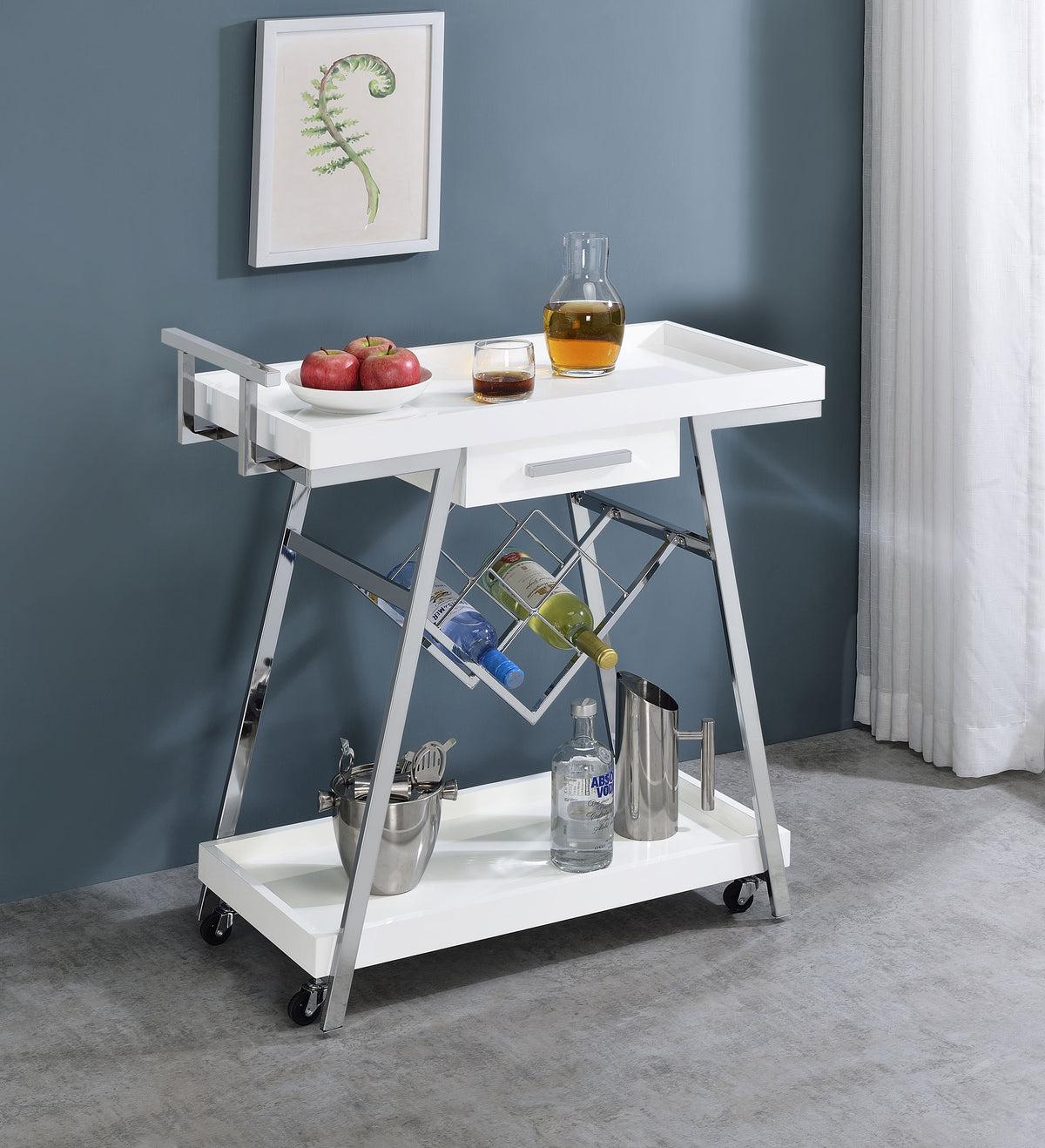 Kinney 2-tier Bar Cart with Storage Drawer  Half Price Furniture