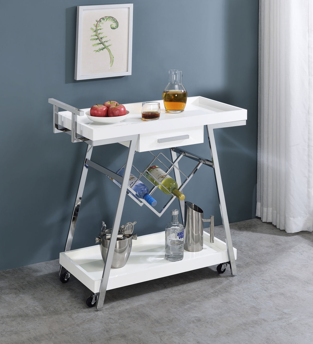 Kinney 2-tier Bar Cart with Storage Drawer Half Price Furniture