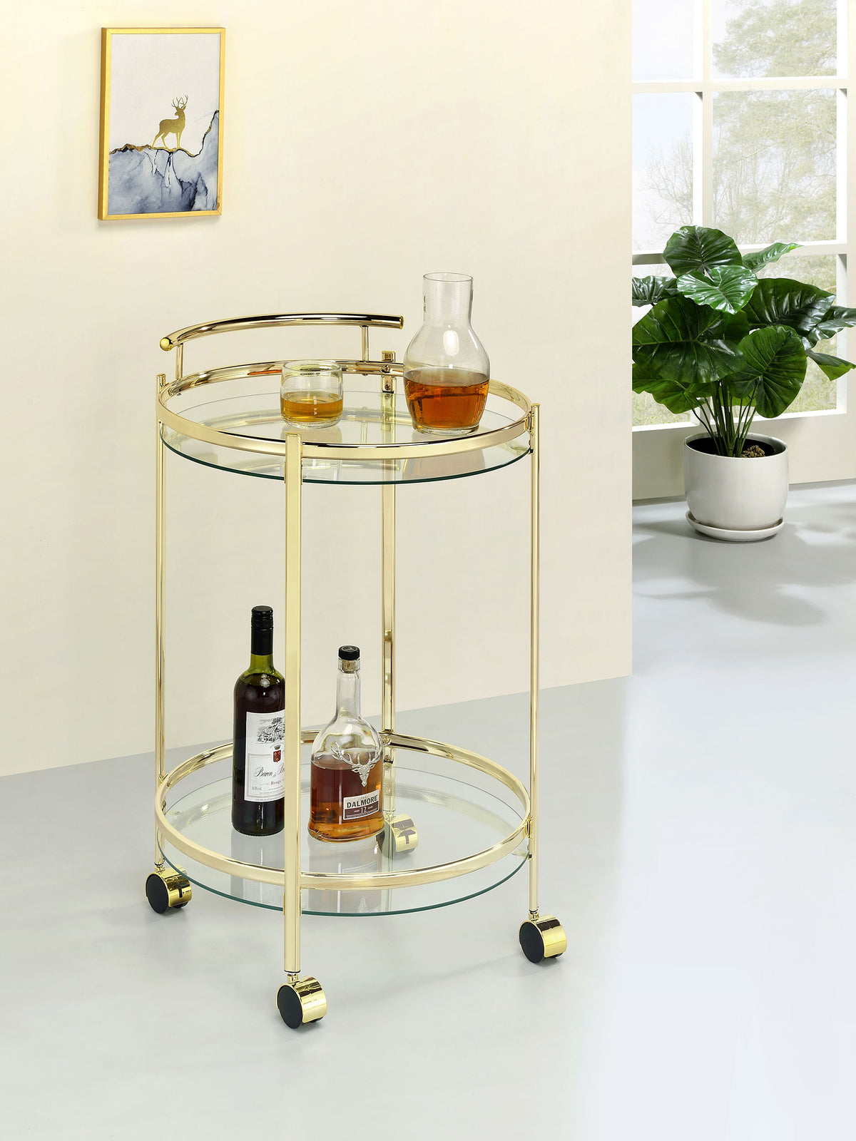 Chrissy 2-tier Round Glass Bar Cart Half Price Furniture