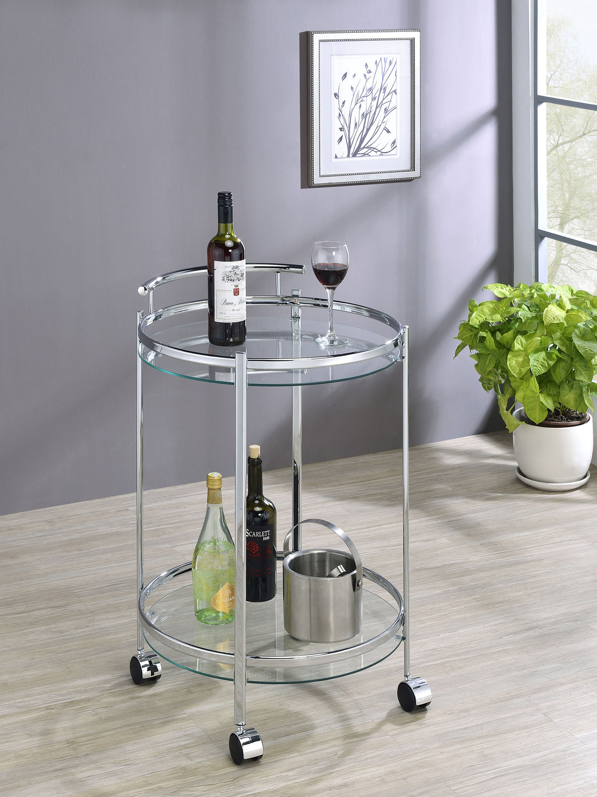Chrissy 2-tier Round Glass Bar Cart Half Price Furniture
