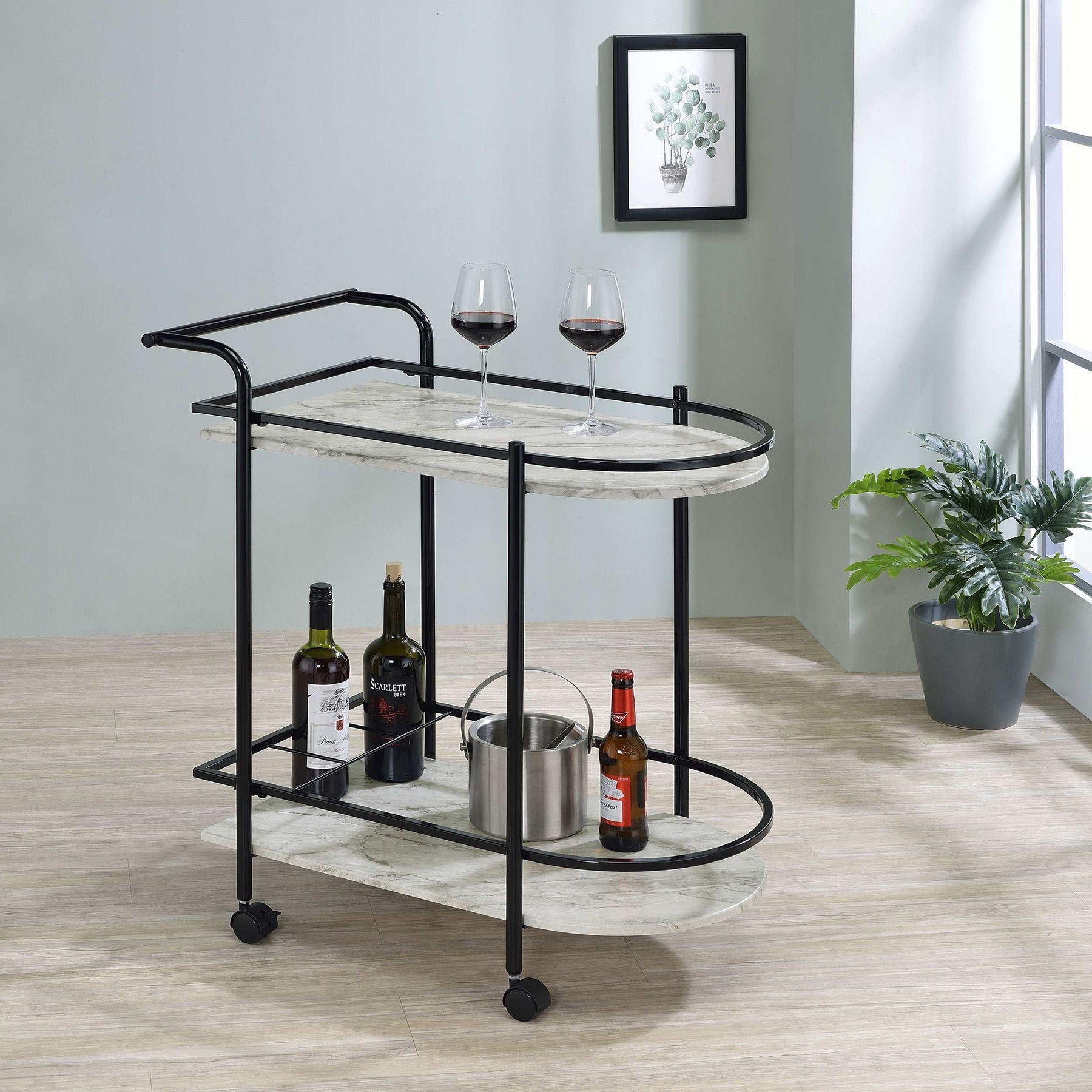 Desiree 2-tier Bar Cart with Casters Black - Half Price Furniture