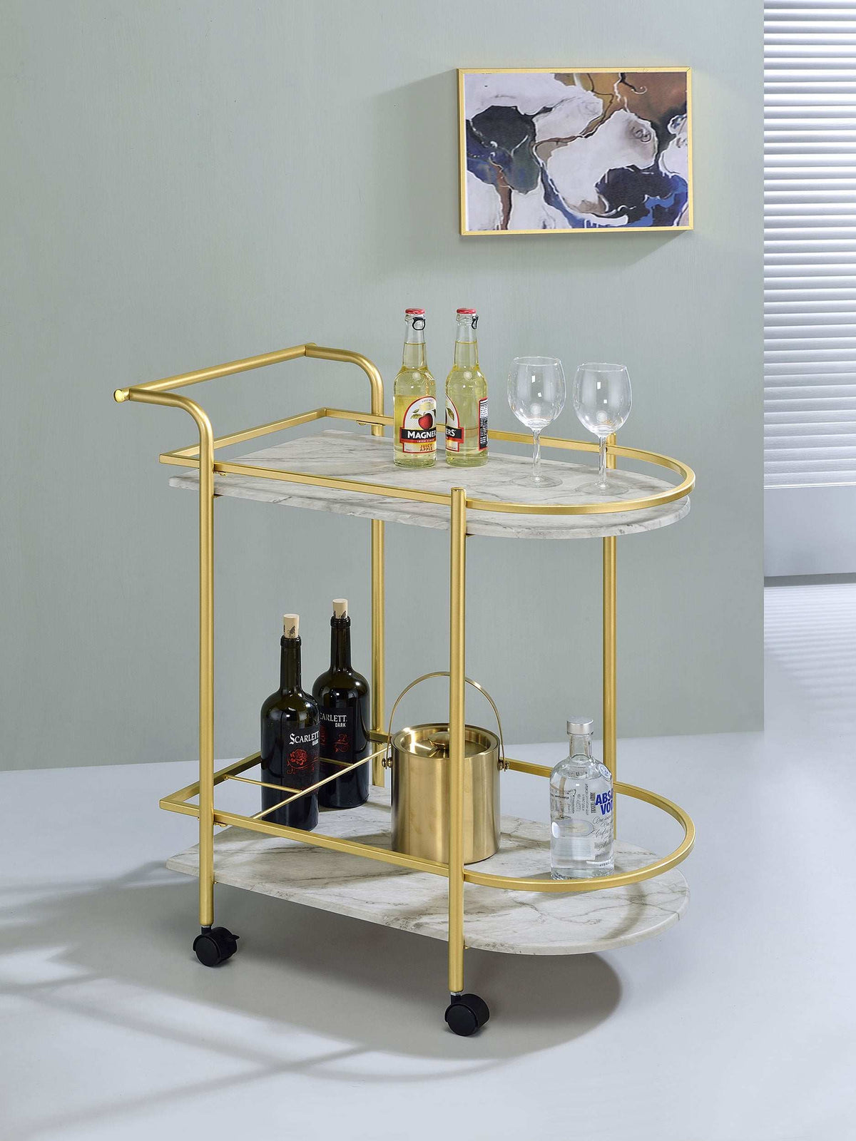 Desiree 2-tier Bar Cart with Casters Black - Bar Cart - Half Price Furniture