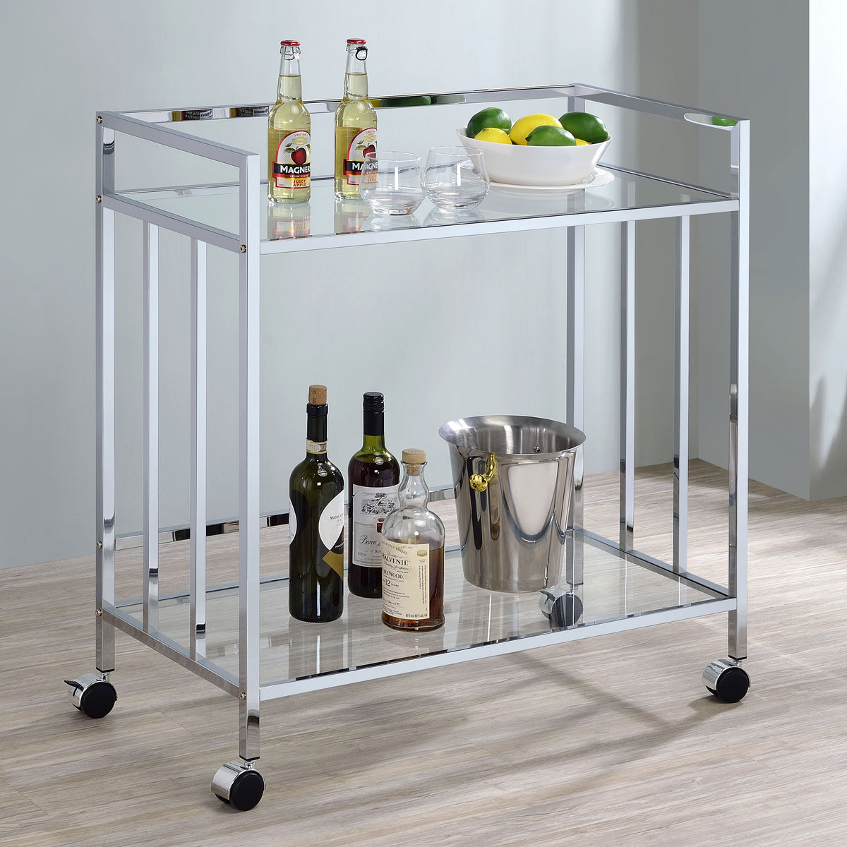 Cara Rectangular Glass Bar Cart - Bar Cart - Half Price Furniture