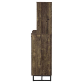 Mendoza 2-door Wine Cabinet Rustic Oak Herringbone and Gunmetal - Wine Cabintet - Half Price Furniture