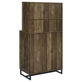 Mendoza 2-door Wine Cabinet Rustic Oak Herringbone and Gunmetal - Wine Cabintet - Half Price Furniture