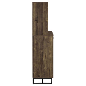 Mendoza 2-door Wine Cabinet Rustic Oak Herringbone and Gunmetal - Wine Cabintet - Half Price Furniture