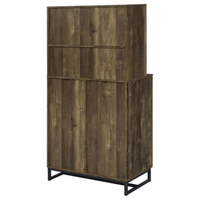 Mendoza 2-door Wine Cabinet Rustic Oak Herringbone and Gunmetal - Wine Cabintet - Half Price Furniture