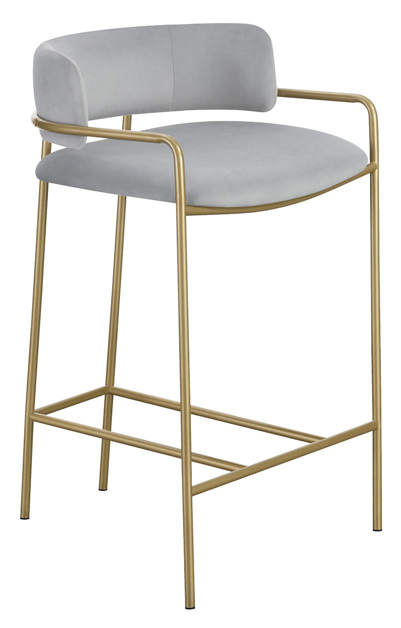 Comstock Upholstered Low Back Stool Grey and Gold  Half Price Furniture