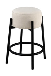 Leonard Upholstered Backless Round Stools White and Black (Set of 2) Half Price Furniture