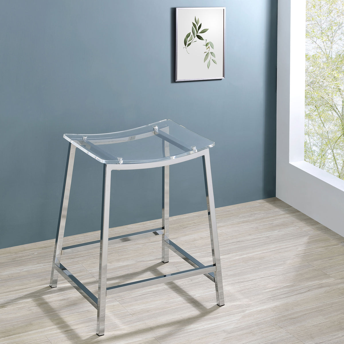 Jovani Acrylic Backless Counter Height Bar Stools Clear and Chrome (Set of 2)  Half Price Furniture