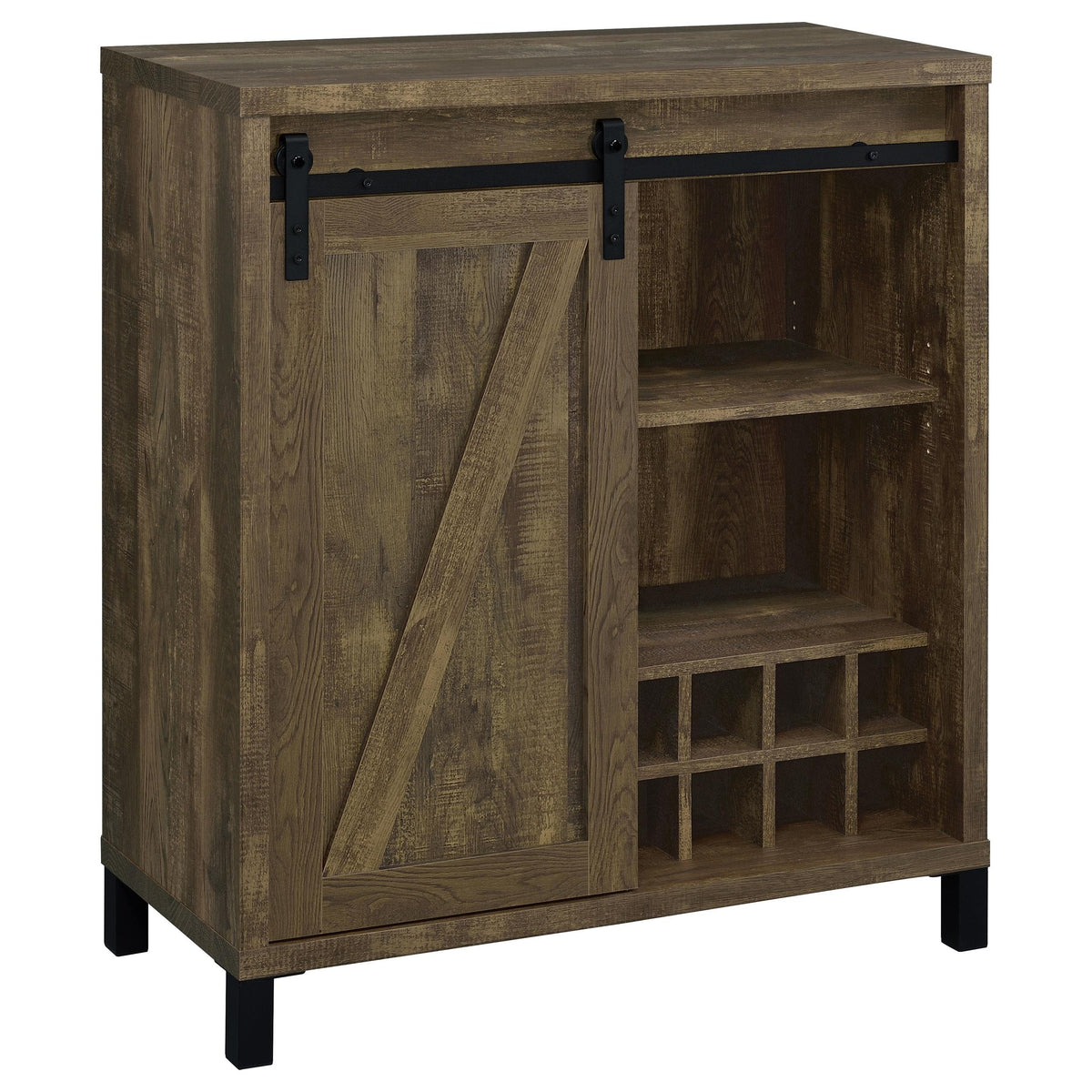 Arlington Bar Cabinet with Sliding Door Rustic Oak  Las Vegas Furniture Stores